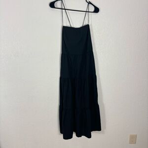 Rails Black Leni Open Back with‎ Tie Midi Dress Cotton/Lyocell Women's XL
